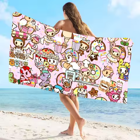 1PC Tokidoki Towel Microfiber Beach Towel Quick Dry Kids Beach Blanket Soft Unisex Camping Pool Towe