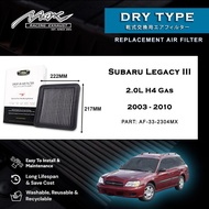 Subaru Legacy III 2.0L H4 Gas 2003 to 2010 33-2304MX Max Racing Exhaust Performance Drop-in Dry Type