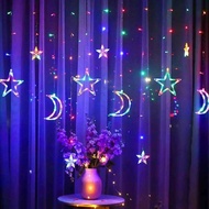 220V 3.5M Romantic Moon Star LED Curtain String Flashing Fairy Light Waterproof Birthdays Garland Ou