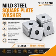 M12 Mild Steel Square Plate Washer 40x40mm HDG Galvanized Flat Washer for Bolt Nut Construction (50p
