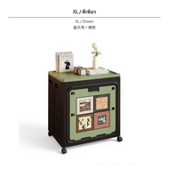 Large Capacity Folding Storage Box with Casters Vintage Hinged Lid Organizer Bin Plastic Stackable S