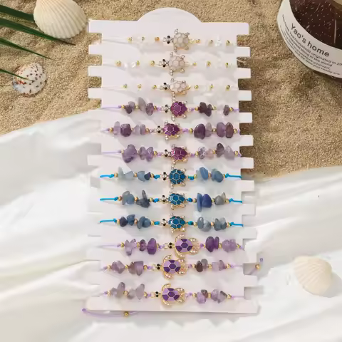 12 Bohemian Exquisite Turtle Stone Bracelet Set Suitable for Summer Beach Vacation
