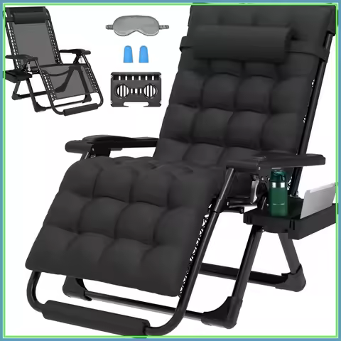 29In XL Zero Gravity Chair w/Cushion, Recliner Lounge for Indoor Outdoor, Camping Chair with Cup Hol