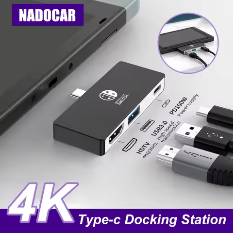 4K30Hz 3 In 1 Docking Station Side-Plug USB-C Game Hub With USB3.0 HDMI PD 100W For Laptop ，Switch，I