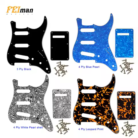Pleroo Custom 11 Screw Holes Guitar Pickguard With Back Plate Suit For USA/Mexico Fender Strat Stand