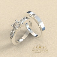 Aj 099 Men's and Women's Couple's Engagement Wedding Silver Couple Rings
