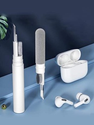 1入組耳塞式耳機清潔套裝適用於,手機清潔成套工具帶刷適用於耳塞式耳機清潔,無線耳機,筆記本電腦,相機(白色)