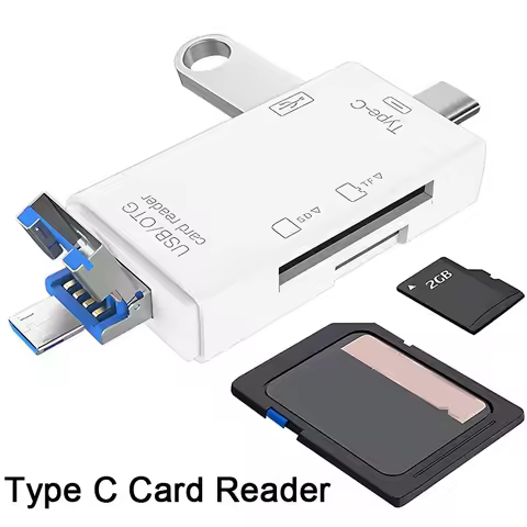 Multifunction 6 In 1 OTG SD Card Reader Adapter 5Gbps USB 2.0 Type-C/TF/SD Memory Card Smart Cardrea