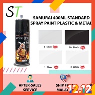 Samurai Paint 400ML Standard Spray Paint For Plastic & Metal (Black 30/109, White 2/109, Silver 3/12