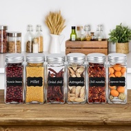 yunhaoSK-Spice Jars Set with Lids - 12 Spice Shakers - 120 Ml Square Glass Spice Container for Stori