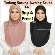 ( BUY 4 FREE 1 GIFT ) Tudung Sarung Mosscrepe Awning Scuba Saiz L Tag Crown ironless Labuh murah