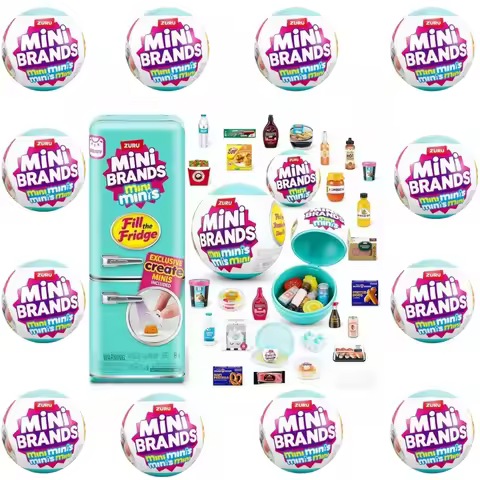 New ZURU Mini Brands Refrigerator Ball Surprise Blind Box Super Mini Snacks Toys for Role Play Home 