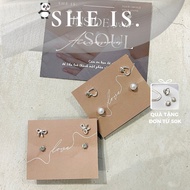 Women's heart-shaped earrings set of 2 pairs of cotton, change every day, more economical | October 