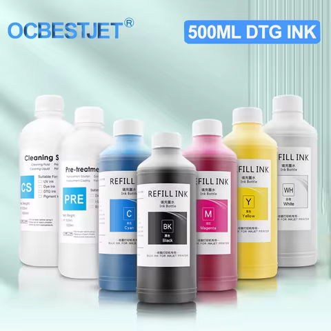 500ml DTG Ink Textile Garment Ink For DX5 DX6 DX7 TX800 I3200 For Epson L1800 1390 R1900 R3000 9600 