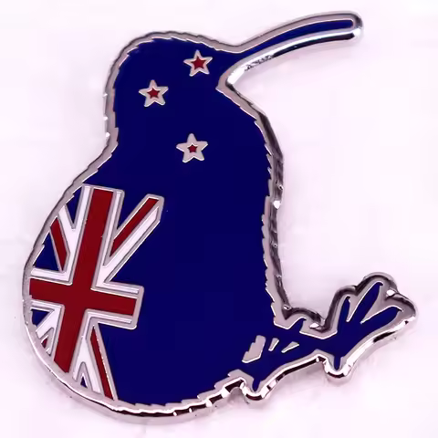 New Zealand Flag Kiwi Enamel pin Cute Kiwi Bird brooch badge