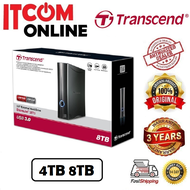TRANSCEND STOREJET 35T3 4TB 8TB 3.5" USB3.0 EXTERNAL HARDDISK HDD (TS4TSJ35T3 TS8TSJ35T3) BLK