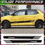 2PCS Car Door Stickers For Skoda Fabia 1 2 3 MK1 MK2 MK3 6y Tuning Auto Accessories Long Side Stripe
