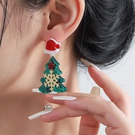 Christmas Resin Acrylic Sheet Christmas Tree Stud Earrings