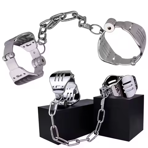 LEZEE Stainless Steel Ankle Restraint Cuffs Femboy Male Adult Game Play Erotic Abstinence Bondage De