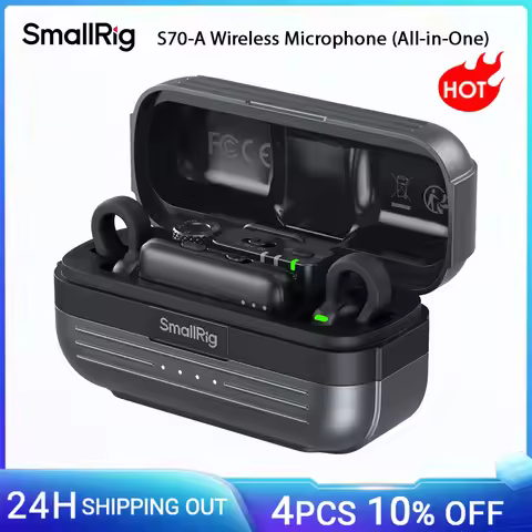 SmallRig S70-A Wireless Microphone All-in-One 24-bit/48kHz Sampling 70dB SNR 40-Hour Runtime for Pho