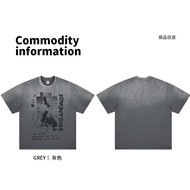 Lanhai Men's Clothing|Spring Summer New Style erd Style Pure Cotton Heavy Short Sleeve Distressed Re