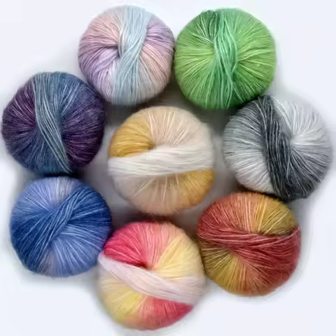 5pcs Wool Mohair Colored Yarn Hand Knitting Yarn Needle Crochet Puffy Yarn Crocheting For Colorful R