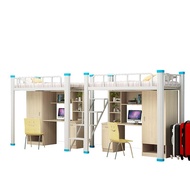 Nordic Iron Art Raised Bed Small Apartment Space-Saving Rooftop Bed Apartment Dormitory Multifunctio