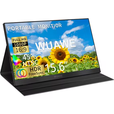 WUAWE 15.6 inch Portable Monitor Laptop, 15.6-inch 1080p72 NTSC 100 sRGB USB C HDMI Travel External