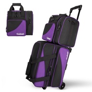 GOLONI New 2+1 3-Ball Rolling Bowling Bag with Shoe Compartment Smooth Wheels Sturdy Ball Holders - 