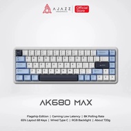 AJAZ AK680 MAX MAGNETIC GRAIN WIRED MECHANICAL KEYBOARD (HIFI YELLOW SWTICH) WHITE, BLUE, DARK BLUE
