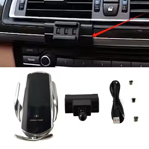 15W Fast Charging Wireless Charger Car Mount Phone Holder Automatic Clamping For 2011-2015 BMW 7 ser