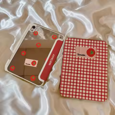 Mirror Cute Smiling Face Tomato Grid For iPad 11th A16 10 9 8 7 5 Pro 13 11 M5 M4 M3 M2 12.9'' Air 4