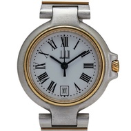 Dunhill 女士石英腕錶，白色錶盤，不鏽鋼鍍層