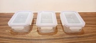 Glasslock 長形 強化玻璃 微波 食物盒 保鮮盒 保存盒 3個 Tempered Glass Storage Box