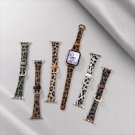 Leopard Print Canvas Eather Strap For iWatch Series S11 10 9 8 7 6 5 SE 4 3 2 Unique Metal Buckle De