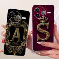 For Poco F7 Pro Case Transparent Luxury Crown A-Z Letters 2D Flat Pattern Soft Casing 24117RK2CG