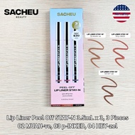 Sacheu® Lip Liner STAY-N Peel Off Lip Stain 1 or 3 Colors ลิปไลเนอร์แบบลอกออกได้