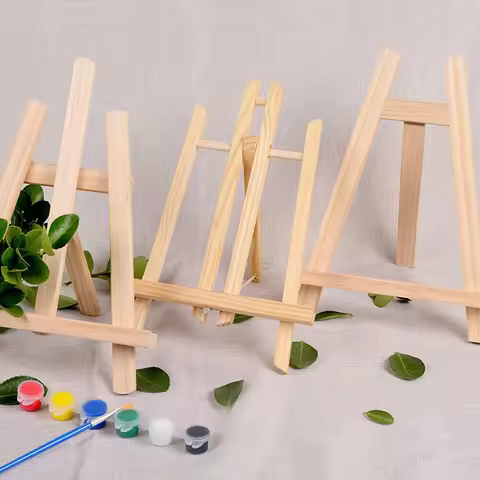 Oil Painting Stand Flat Stand Wooden Tripod Trapezoidal Easel Art Painting Display Stand Folding Ske