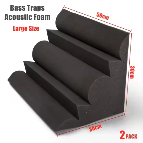 2 Pack 300x300x500mm Bass Trap Acoustic Soundproof Foam Large Size Sound Absorption Studio Corner Fo