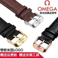 2024❀▽ CAI-时尚27 for-/Omega/Ga genuine leather watch strap for men and women Seamaster Speedmaster butterfly flying cowhide leather pin buckle strap 18 20 22mm
