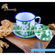 CANGKIR SENG 7cm +LEPEK / MUG 8cm TUTUP +LEPEK/ MANGKOK SENG +LEPEK JADUL BLIRIK/LURIK/ hrg-set sesu