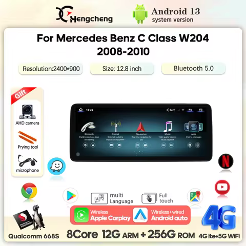 12.8" Car Multimedia Player For Mercedes Benz W204 C Class C180 C200 C300 2008-2010 GPS Navigation A
