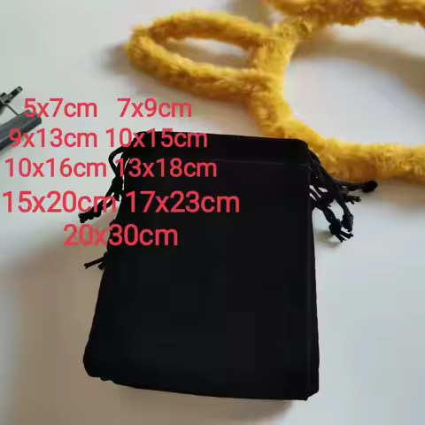 wholesale Black Drawstring Velvet bag Jewelry Pouches Gift Display Packing Flannel Bag Drawstring Po