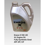 ENEOS X 5W40 4 LITER  FULLY SYNTHETIC ENGINE OIL.PRO RACING API:SN/CF. ENEOS X API: SP/CF 4L 5W-40