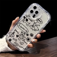Black and white small animals For iPhone 15 Plus Pro Max 14 13 12 11 / Xs Max Xr 7 8 Plus 6 6S Plus wave cream Soft shell anti-fall phone