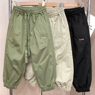 Cargo Pants for Kids Boy Summer New Elasticated Waist Drawstring Casual Cargo Pants Medium Big Children's Loose Pants