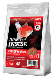 Deep Insect Inside อาหารปลาทองทุกสายพันธุ์ สูตรเร่งโต&เร่งสี หอมมาก ทานดี น้ำไม่มีขุ่น ( ขนาด1.25 กร