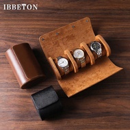️ IBBTON 3-Slot Watch Case Portable Vintage Leather