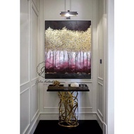 Abstract gold tree painting, abstract goldpurple painting