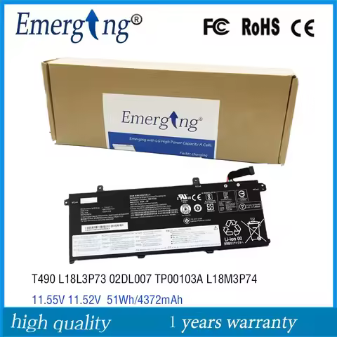 11.55V 51Wh Original Battery for Lenovo ThinkPad T490 P43S P14s T14 1st Gen L18L3P73 L18M3P73 L18M3P
